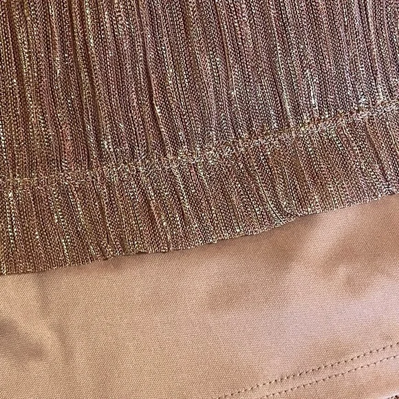 NINE WEST SMOCKED YOKE SLEEVELESS METALLIC ROSE SHIFT DRESS SZ MED EUC - Picture 8 of 12